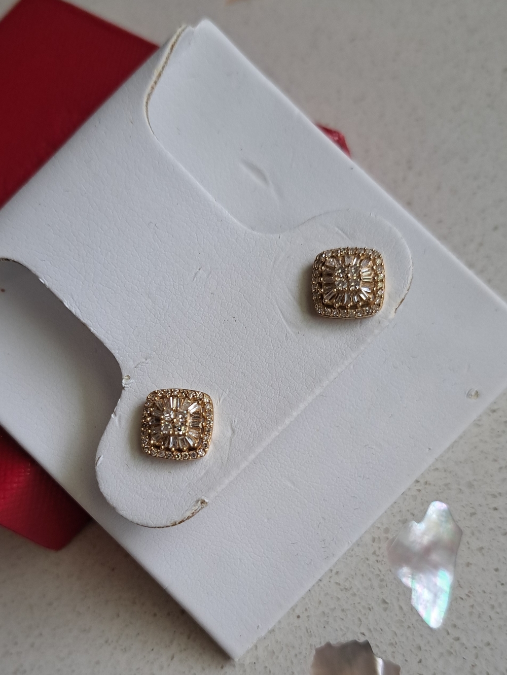 Macy's 14K Gold And Natural Diamond Cluster Earrings